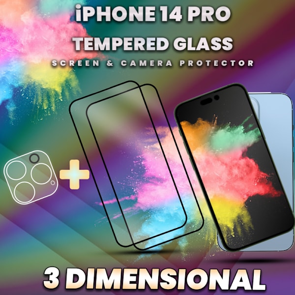 2-Pack iPhone 14 Pro - skärmskydd & linsskydd - härdat glas 9H