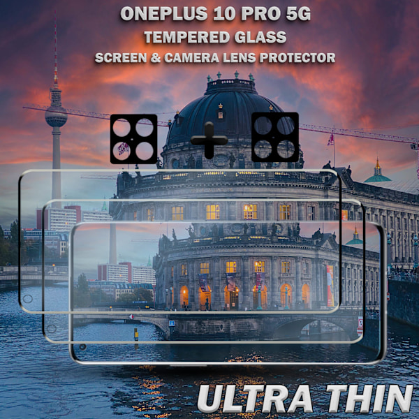 2-Pack OnePlus 10 Pro 5G & 2-Pack linsskydd - Härdat Glas 9H - Super kvalitet 3D