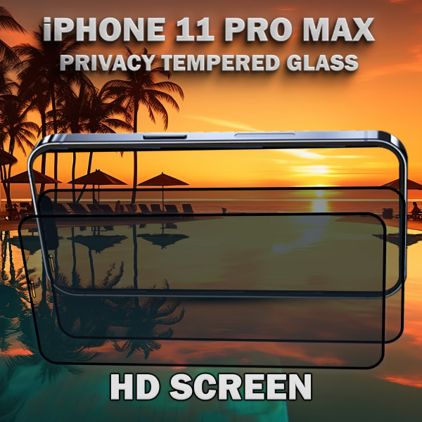 2-Pack Privacy Skärmskydd For iPhone 11 Pro Max - Härdat Glas 9H - Super Kvalitet 3D
