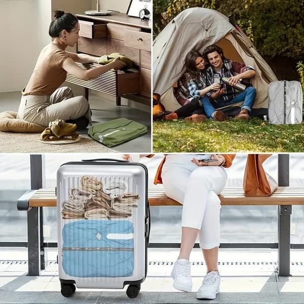 Vakuumväskor för packning 2-pack med kompressionsventil och dragkedja