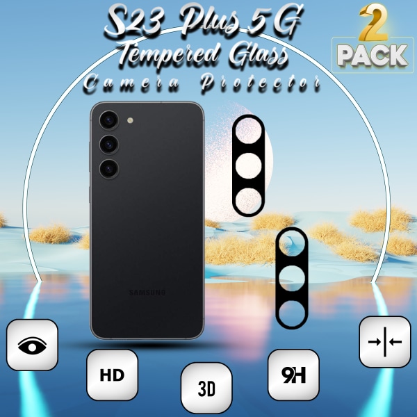 2-Pack Linsskydd Samsung S23 Plus (5G) - 9H Härdat Glass - 3D Super Kvalitet Linsskydd