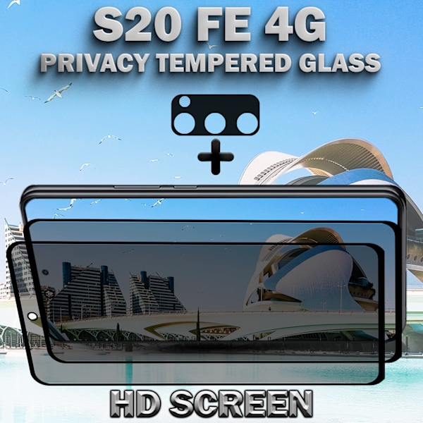 2-Pack Privacy SAMSUNG S20 FE 4G Skärmskydd & 1-Pack linsskydd - Härdat Glas 9H - Super kvalitet 3D