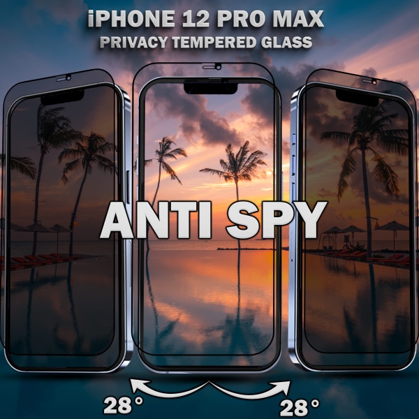 2-Pack Privacy Skärmskydd For iPhone 12 Pro Max - Härdat Glas 9H - Super Kvalitet 3D