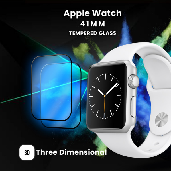 2-Pack Apple Watch 41mm – Härdat glas 9H – Super kvalitet 3D