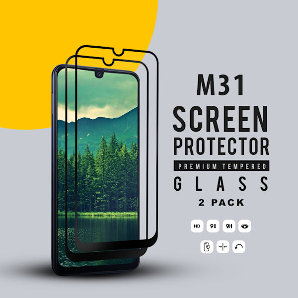 2-Pack Samsung M31 - Härdat glas 9H -Starkare och mer reptålig.