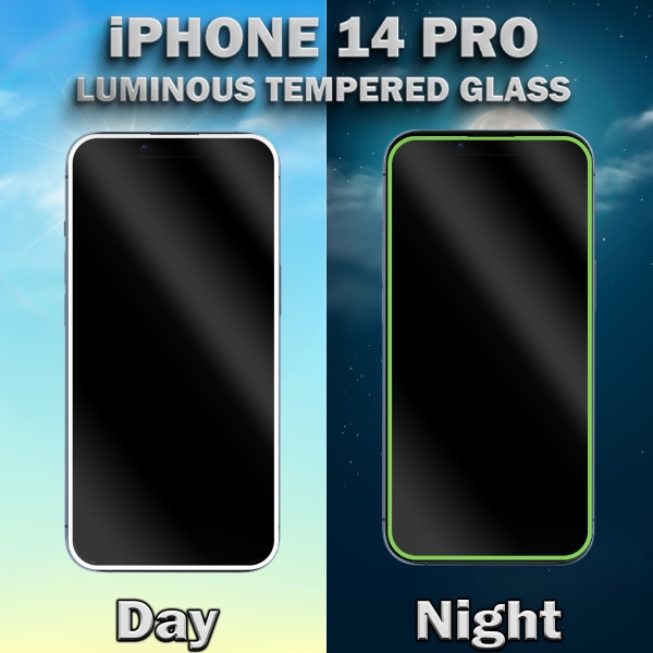 1-Pack Självlysande Skärmskydd For iPhone 14 Pro - Härdat Glas 9H - Super Kvalitet 3D