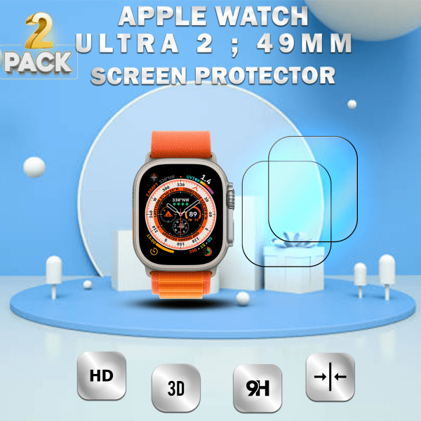 2-Pack APPLE WATCH ULTRA 2 49MM Skärmskydd - Härdat Glas 9H - Super kvalitet 3D