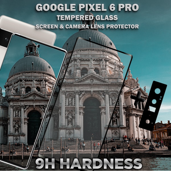 1-Pack GOOGLE PIXEL 6 PRO Näytönsuoja & 1-Pack linssinsuoja - Karkaistu Lasi 9H - Super laatu 3D