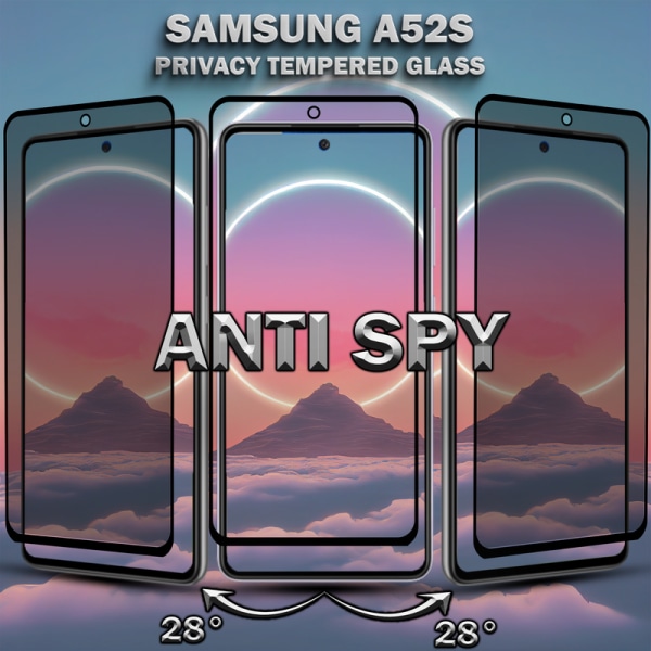 1-Pack Privacy Samsung A52S Skärmskydd & 1-Pack linsskydd - Härdat Glas 9H - Super kvalitet 3D