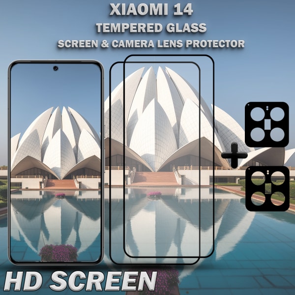 2-Pack XIAOMI 14 Skärmskydd & 2-Pack linsskydd - Härdat Glas 9H - Super kvalitet 3D