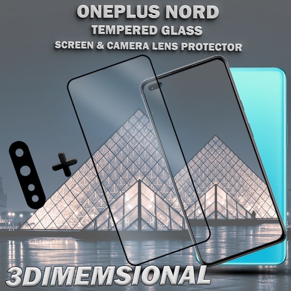 1-Pack ONEPLUS NORD Näytönsuoja & 1-Pack linssinsuoja - Karkaistu Lasi 9H - Super laatu 3D