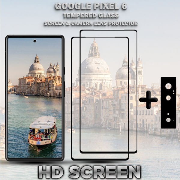 2-Pack GOOGLE PIXEL 6 Skärmskydd & 1-Pack linsskydd - Härdat Glas 9H - Super kvalitet 3D