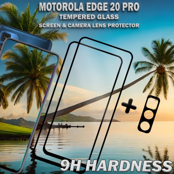 2-Pack Motorola EDGE 20 Pro Skärmskydd & 1-Pack linsskydd - Härdat Glas 9H - Super kvalitet 3D