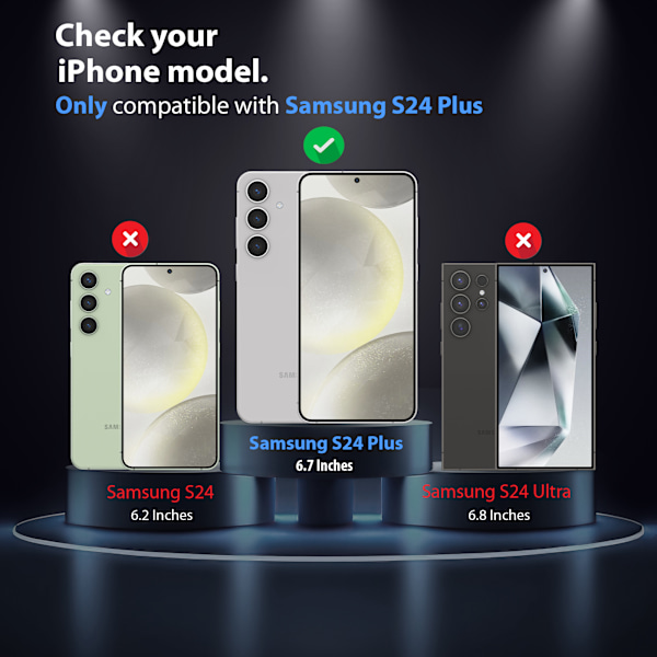2-Pack Samsung Galaxy S24 Plus Skärmskydd & 1-Pack Linsskydd - Härdat Glas | [Automatisk Installation] - Bubbelfritt