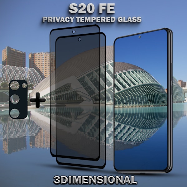 2-Pack Privacy SAMSUNG S20 FE Skärmskydd & 1-Pack linsskydd - Härdat Glas 9H - Super kvalitet 3D