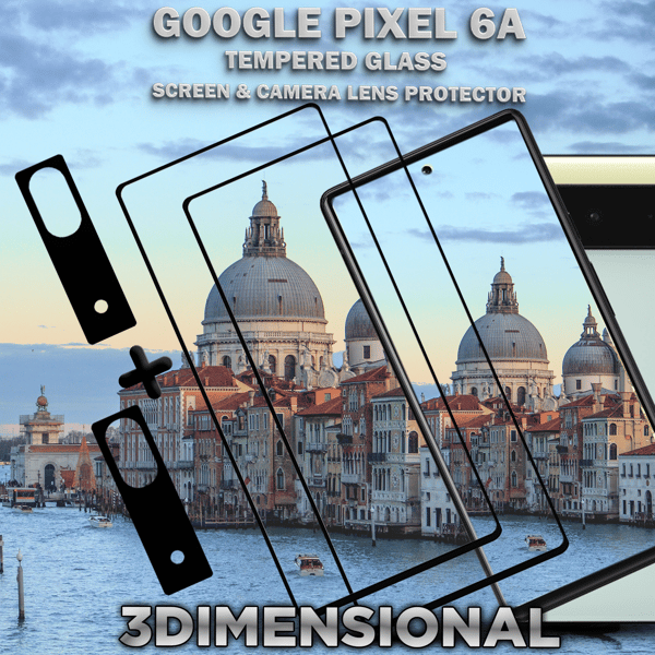 2-Pack GOOGLE PIXEL 6A Näytönsuoja & 2-Pack linssinsuoja - Karkaistu Lasi 9H - Super laatu 3D