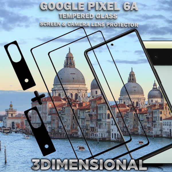 2-Pack Google Pixel 6A Skärmskydd & 2-Pack linsskydd - Härdat Glas 9H - Super kvalitet 3D