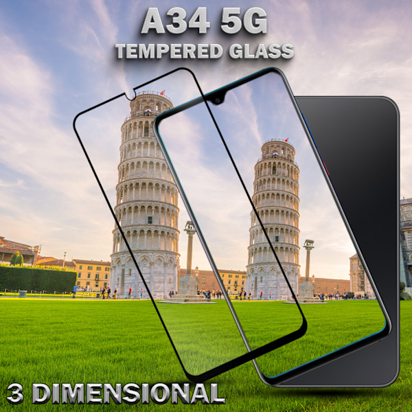 1-Pack SAMSUNG GALAXY A34 Skærmbeskyttelse - Hærdet Glas 9H - Super kvalitet 3D