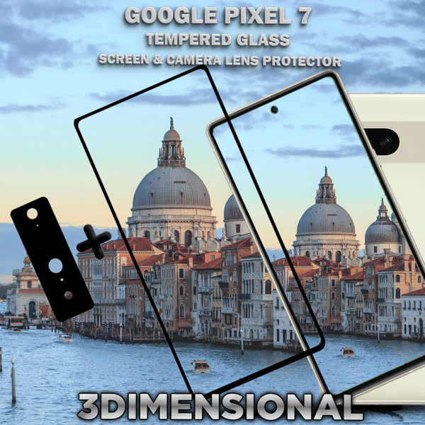 1-Pack Google Pixel 7 Skärmskydd & 1-Pack linsskydd - Härdat Glas 9H - Super kvalitet 3D