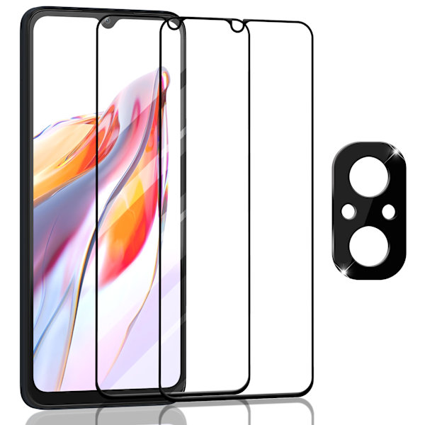 2-Pack XIAOMI REDMI 12C Näytönsuoja & 1-Pack linssinsuoja - Karkaistu Lasi 9H - Super laatu 3D