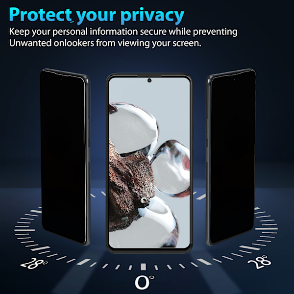 1-Pack Xiaomi 12T Privacy Skärmskydd - Härdat Glas 9H - Super kvalitet 3D