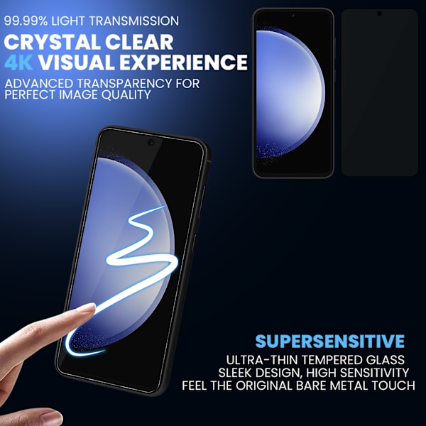 2-Pack Samsung S23 FE Privacy Skärmskydd - Härdat Glas 9H - Super kvalitet 3D