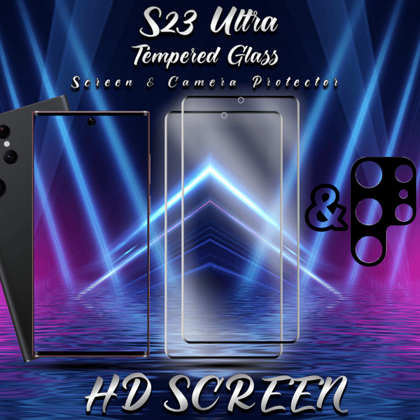 2-Pack Samsung S23 Ultra Skärmskydd & 1-Pack linsskydd - Härdat Glas 9H - Super kvalitet 3D