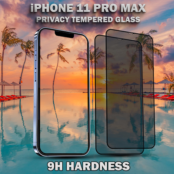 2-Pack Privacy Skärmskydd For iPhone 11 Pro Max - Härdat Glas 9H - Super Kvalitet 3D