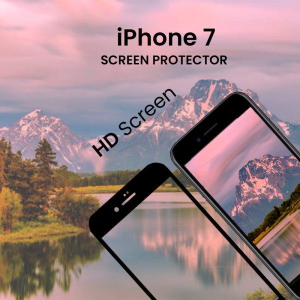 iPhone 7 Svart - Härdat Glas 9H - Super Kvalitet 3D Skärmskydd
