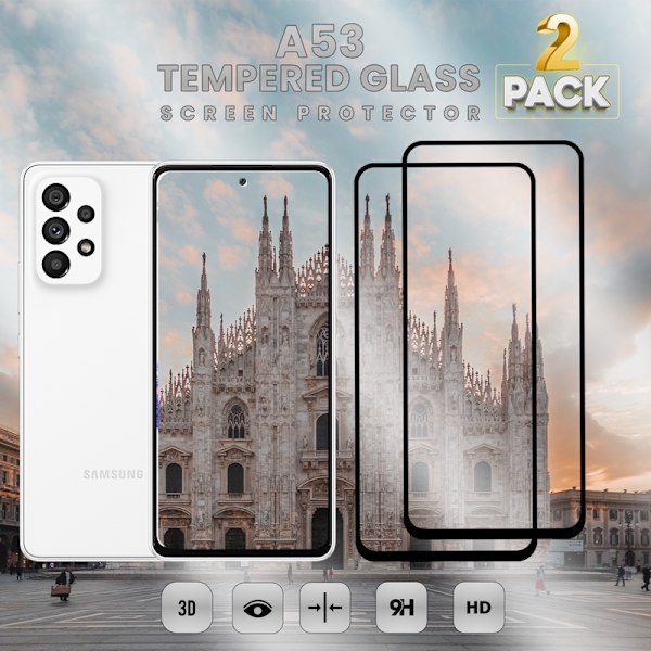 2-Pack SAMSUNG GALAXY A53 Näytönsuoja - Karkaistu Lasi 9H - Super laatu 3D