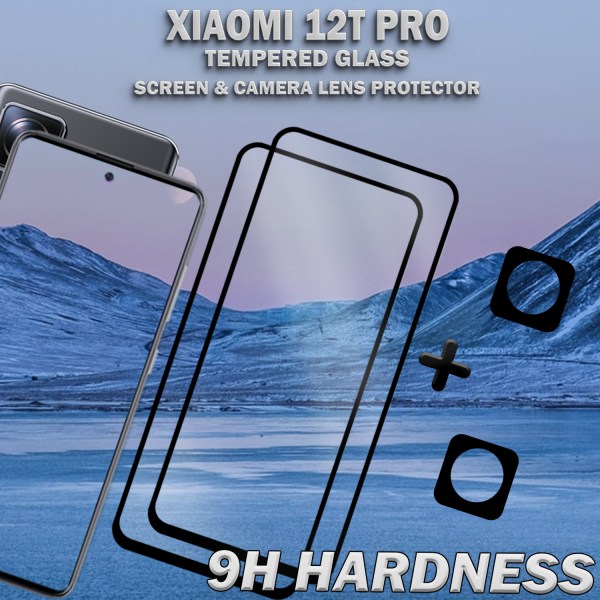 2-Pack Xiaomi 12T Pro Skärmskydd & 2-Pack linsskydd - Härdat Glas 9H - Super kvalitet 3D
