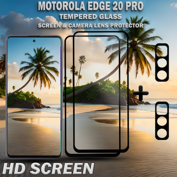 2-Pack MOTOROLA EDGE 20 PRO Näytönsuoja & 2-Pack linssinsuoja - Karkaistu Lasi 9H - Super laatu 3D