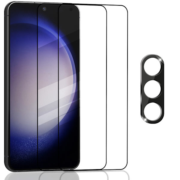 2-Pack Samaung S23 5G Skärmskydd & 1-Pack linsskydd - Härdat Glas 9H - Super kvalitet 3D