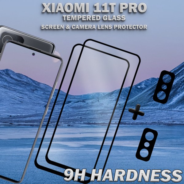 2-Pack Xiaomi 11T Pro Skärmskydd & 2-Pack linsskydd - Härdat Glas 9H - Super kvalitet 3D