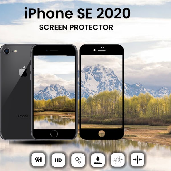 iPhone SE 2020 Svart - Härdat Glas 9H - Super Kvalitet 3D