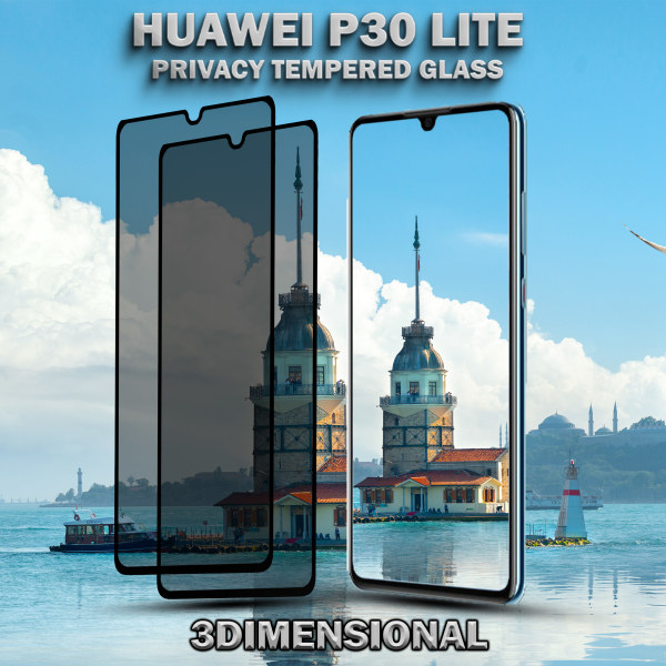 2-Pack Privacy Skärmskydd For Huawei P30 Lite - Härdat Glas 9H - Super Kvalitet 3D