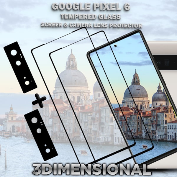 2-Pack GOOGLE PIXEL 6 Skærmbeskyttelse & 2-Pack linsebeskyttelse - Hærdet Glas 9H - Super kvalitet 3D