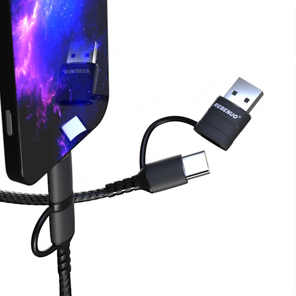 REBENUO 4-in-1 Snabbladdnings och Synkkabel
