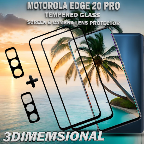 2-Pack MOTOROLA EDGE 20 PRO Skærmbeskyttelse & 2-Pack linsebeskyttelse - Hærdet Glas 9H - Super kvalitet 3D