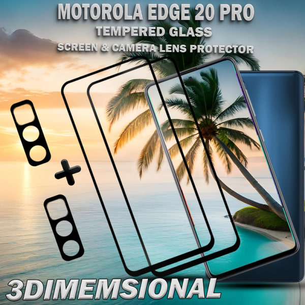 2-Pack Motorola EDGE 20 Pro Skärmskydd & 2-Pack linsskydd - Härdat Glas 9H - Super kvalitet 3D