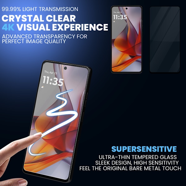 2-Pack Motorola G75 Skärmskydd & 1-Pack linsskydd - Härdat Glas 9H - Super kvalitet 3D