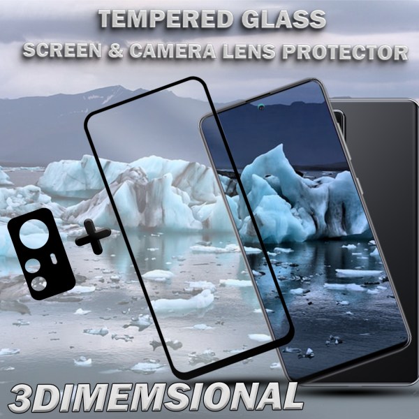 1-Pack XIAOMI 12T 5G Skärmskydd & 1-Pack linsskydd - Härdat Glas 9H - Super kvalitet 3D