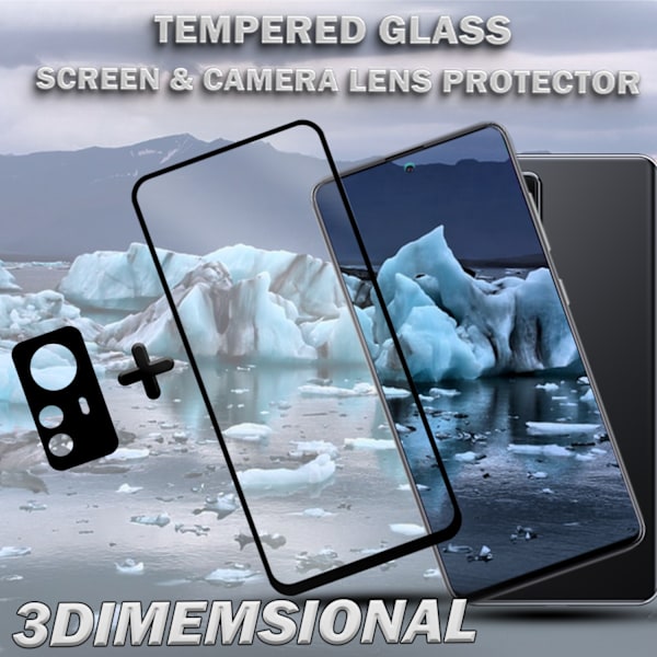 1-Pack XIAOMI 12T Skærmbeskyttelse & 1-Pack linsebeskyttelse - Hærdet Glas 9H - Super kvalitet 3D