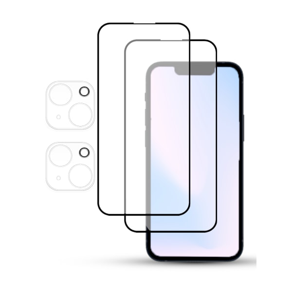 2-Pack IPHONE 15 PLUS SCREEN & 2 LENS Skärmskydd - Härdat Glas 9H - Super kvalitet 3D