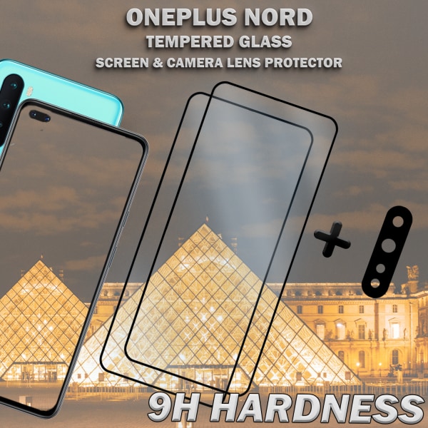 2-Pack OnePlus Nord & 1-Pack linsskydd - Härdat Glas 9H - Super kvalitet 3D