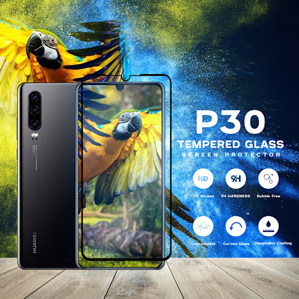 Huawei P30 - Härdat glas 9H – 3D Super kvalitet