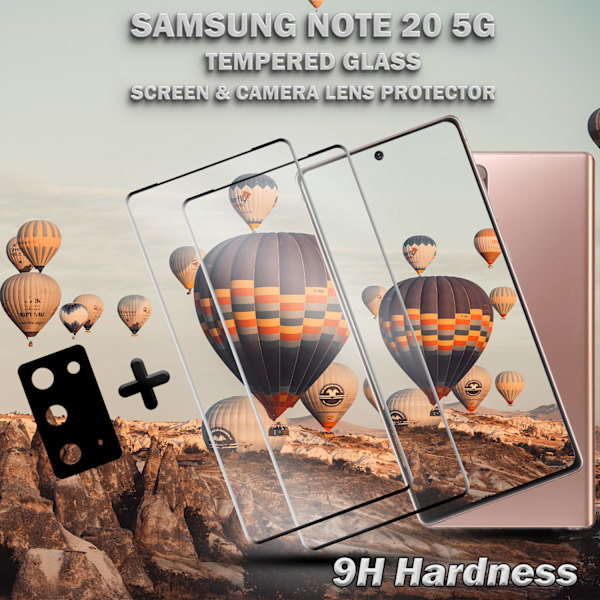 2-Pack Samsung Note 20 (5G) Skärmskydd & 1-Pack linsskydd - Härdat Glas 9H - Super kvalitet 3D