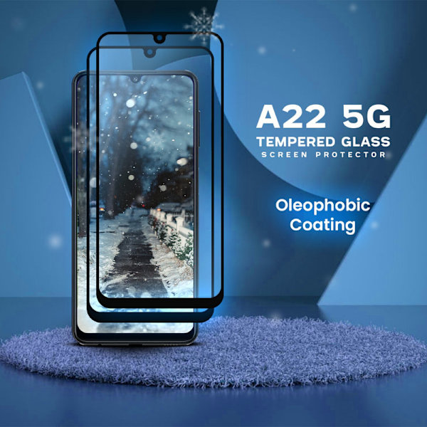 2 Pack Samsung Galaxy A22 5G - Härdat glas 9H - Top kvalitet 3D