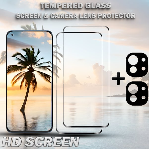 2-Pack XIAOMI MI 11 LITE Skärmskydd & 2-Pack linsskydd - Härdat Glas 9H - Super kvalitet 3D