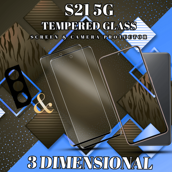 2-Pack Samsung S21 (5G) Skärmskydd & 1-Pack linsskydd - Härdat Glas 9H - Super kvalitet 3D